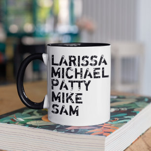 Mug Nom de famille Typographie noir blanc élégant