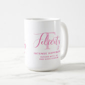 Mug Nom de félicité signifiant texte rose monogramme (Devant droit)