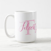 Mug Nom de félicité signifiant texte rose monogramme (Gauche)