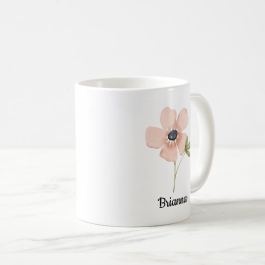 Mug Nom de fleur aquarelle rose (Devant droit)
