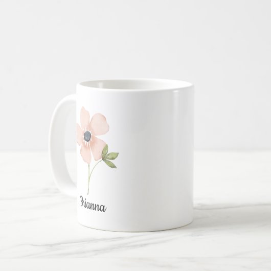 Mug Nom de fleur aquarelle rose (Devant gauche)