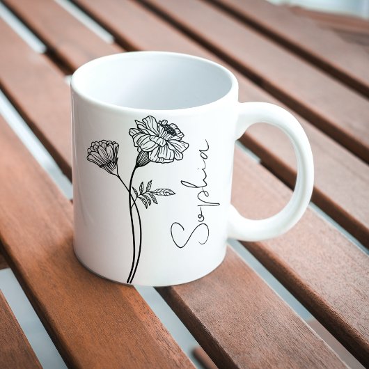 Mug Nom de fleur de naissance d'octobre du souci d'écr
