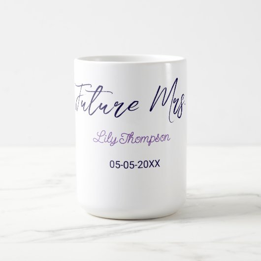 Mug nom de future Mme mariée fête de mariage violet da (Centre)