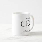 Mug Nom de future PDG moderne noir et blanc | Cadeau f (Devant droit)