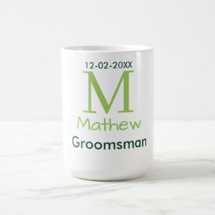 Mug nom de garçon d'honneur vert lettre date pastel ma