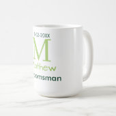 Mug nom de garçon d'honneur vert lettre date pastel ma (Devant droit)