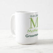 Mug nom de garçon d'honneur vert lettre date pastel ma (Devant gauche)