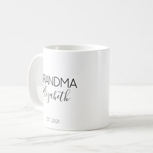 Mug Nom de grand-mère Grossesse Faire-part cadeau (Devant gauche)