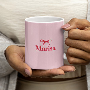 Mug Nom de la boîte rose et rouge personnalisée