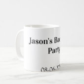 Mug Nom de la fête de célibataire date simple minimal  (Devant gauche)