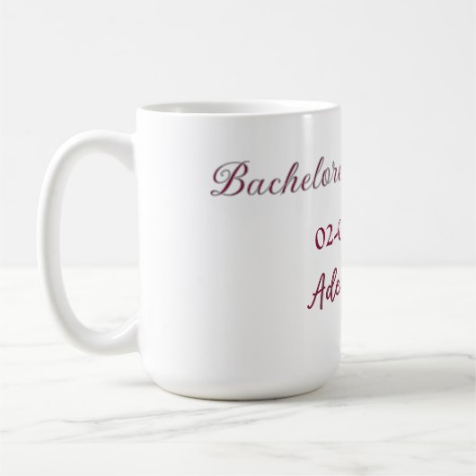 Mug nom de la fête de la future mariée maron date douc (Gauche)