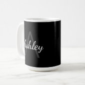 Mug Nom de la fille mignonne Monogrammed | Noir et bla (Devant gauche)