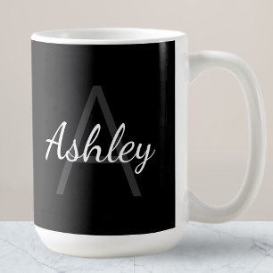 Mug Nom de la fille mignonne Monogrammed Noir et bla