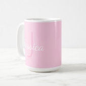 Mug Nom de la fille mignonne Monogrammed | Rose et bla (Devant gauche)