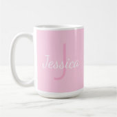 Mug Nom de la fille mignonne Monogrammed | Rose et bla (Gauche)