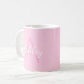 Mug Nom de la fille mignonne Monogrammed | Rose et bla (Devant gauche)