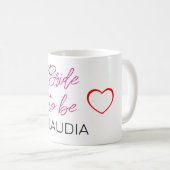 Mug Nom de la future mariée cœurs roses rouges (Devant droit)