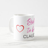 Mug Nom de la future mariée cœurs roses rouges (Devant gauche)