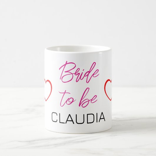 Mug Nom de la future mariée cœurs roses rouges (Centre)