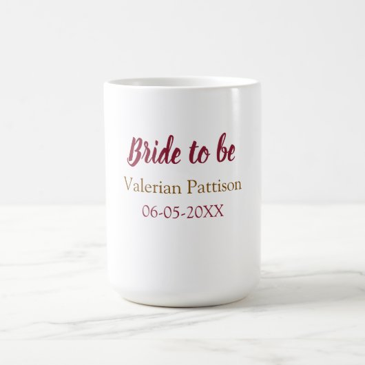 Mug Nom de la future mariée date marron doré fête de m (Centre)