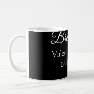 Mug Nom de la future mariée date noir blanc shower de