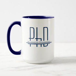 Mug Nom de la graduation Bleu PhD