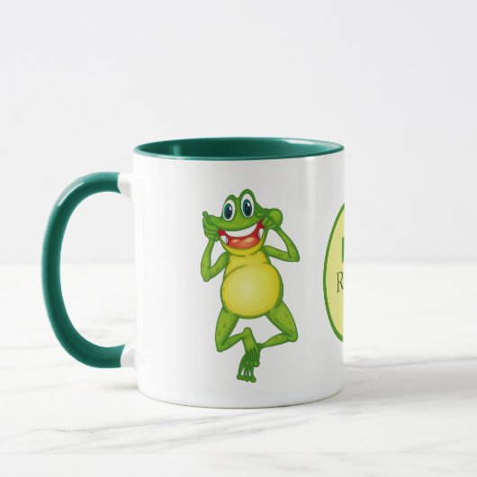 Mug Nom de la grenouille monogramme mignonne (Gauche)
