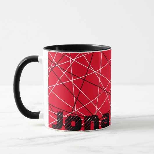 Mug Nom de la guitare Abstraite rayée rouge (Gauche)