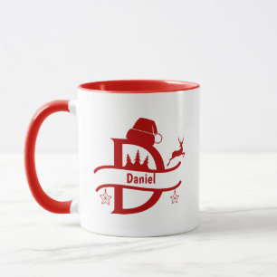 Mug Nom de la lettre Santa Hat   Monogramme   Initiale