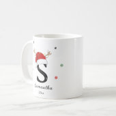 Mug Nom de la lettre Santa Hat | Monogramme | Initiale (Devant gauche)