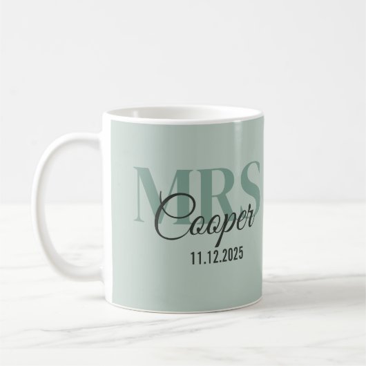 Mug Nom de la mariée avec le Mariage Date Bay Pepper C (Gauche)