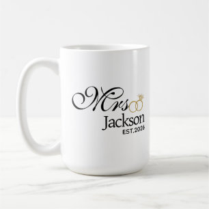 Mug Nom de la mariée moderne Date de la bague de maria