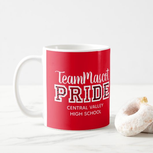 Mug Nom de la mascotte Red School Pride (Avec donut)