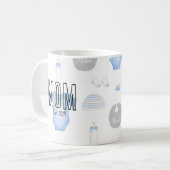 Mug Nom de la mère du bébé Année Est. Texte noir (Devant gauche)