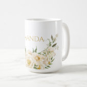Mug Nom de la Personnaliser Gold & White Flower (Devant droit)