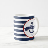 Mug Nom de l'Ancre nautique Bleu de la Marine (Devant droit)