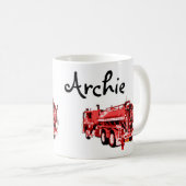 Mug Nom De L'Archie Avec Camion Red Fire, (Devant droit)