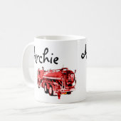 Mug Nom De L'Archie Avec Camion Red Fire, (Devant gauche)