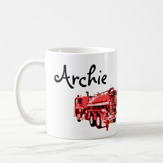 Mug Nom De L'Archie Avec Camion Red Fire, (Gauche)