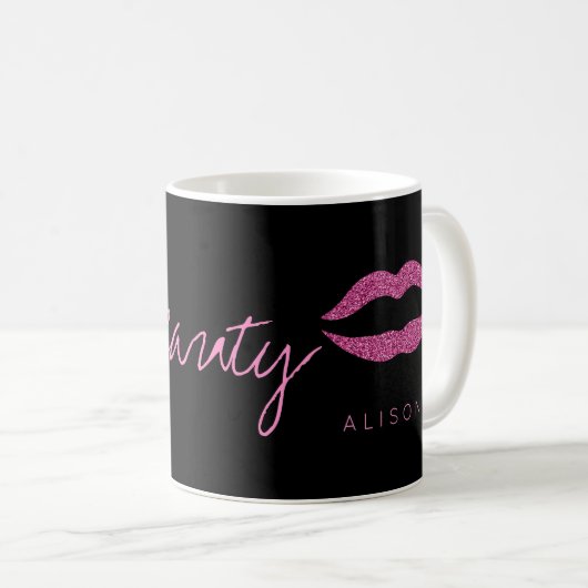 Mug Nom de l'artiste de maquillage glam chaudes lèvres (Devant droit)