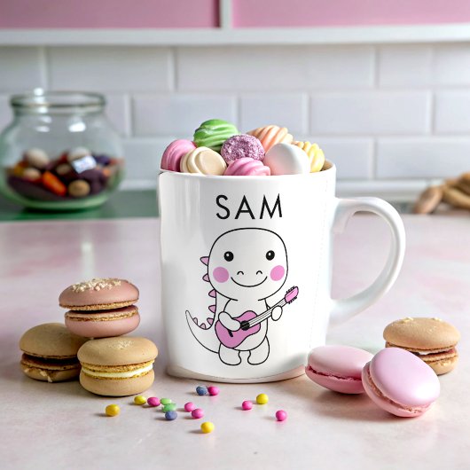 Mug Nom de l'enfant dino drôle personnalisé