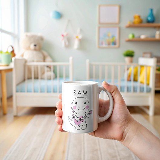 Mug Nom de l'enfant dino drôle personnalisé