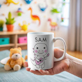 Mug Nom de l'enfant dino drôle personnalisé