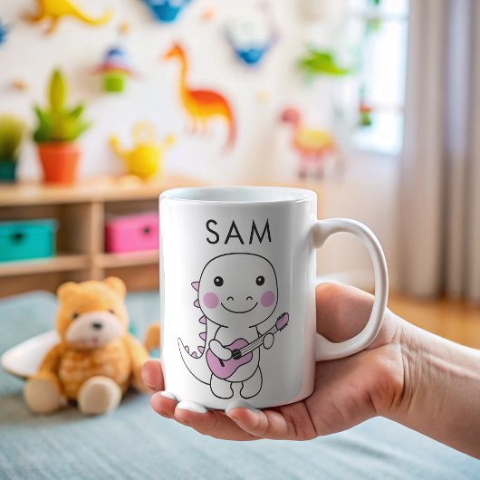 Mug Nom de l'enfant dino drôle personnalisé