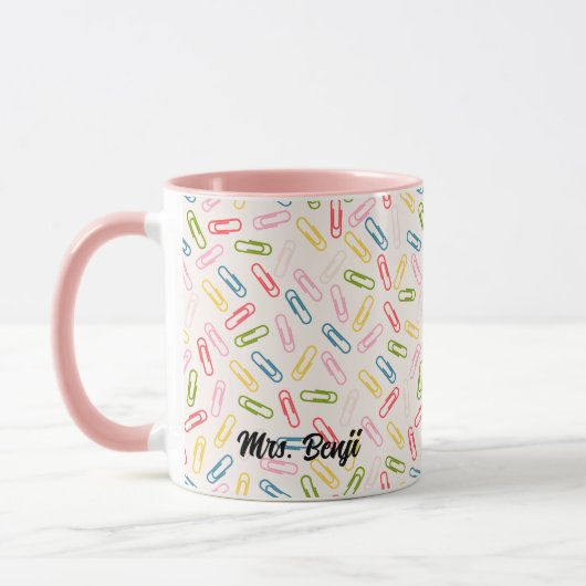 Mug Nom de l'enseignant adorable Cute Motif Paperclip (Gauche)