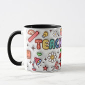 Mug Nom de l'enseignant adorable mignon 3D Inflated Lo (Gauche)
