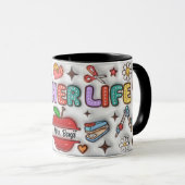 Mug Nom de l'enseignant adorable mignon 3D Inflated Lo (Devant droit)