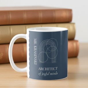Mug Nom de l'enseignant Architecte d'Esprits Joyeux Bl