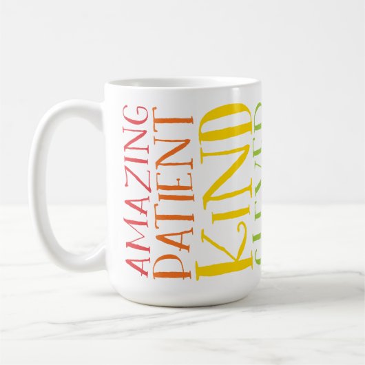 Mug NOM DE L'ENSEIGNANT coloré arc-en-ciel empilement  (Gauche)