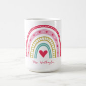 Mug Nom de l'enseignant de Rainbow Heart Monogram (Centre)